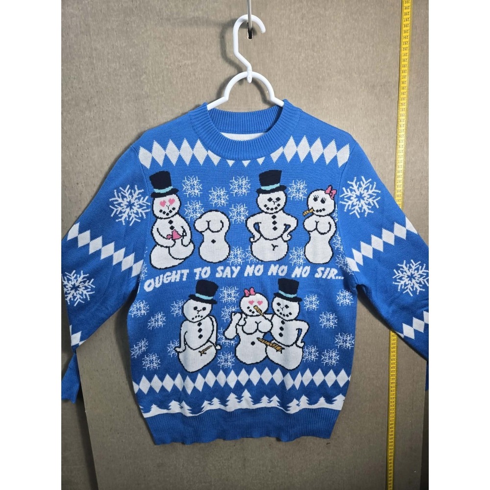 LADG Ugly Christmas Sweater Snowman Double Sided Novelty Size M